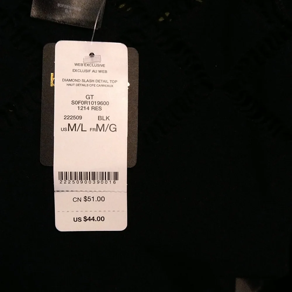 Bebe Diamond Slashes Black Off Shoulder Top Size:M/L - Picture 6 of 9